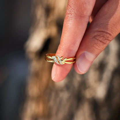 925 Sterling Silver Inlaid Zircon Wrapped Knot Ring 