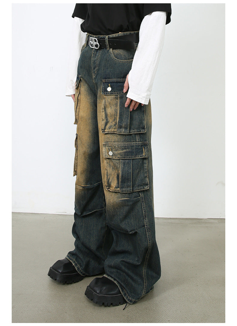 Retro Overalls Men's More Than High Street Loose Pockets