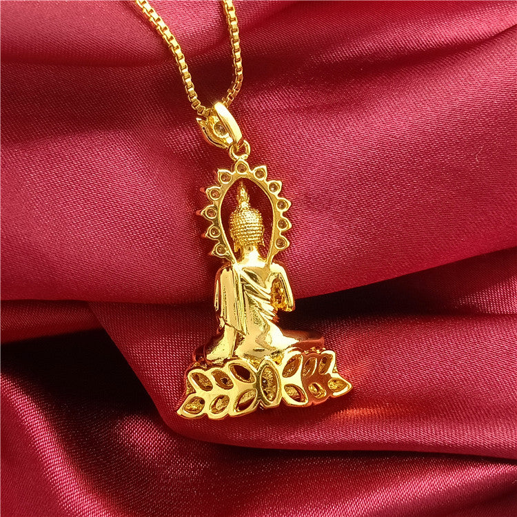 Golden buddha pendant necklace men and women