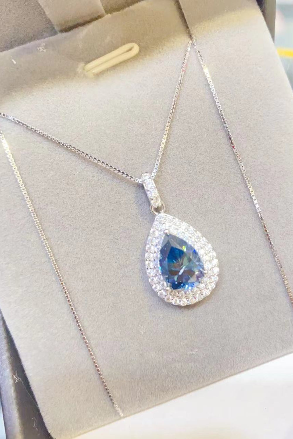 2 Carat Moissanite Teardrop Pendant Necklace 