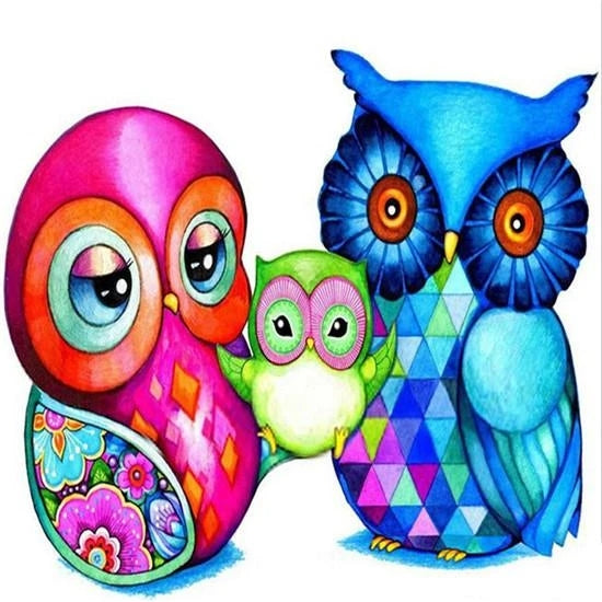 Family Owls - Diamond embroidery kit