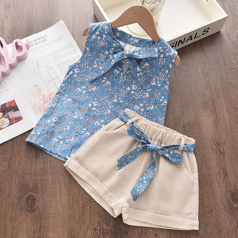 Ice Cream Printed t-Shirt + Shorts Girls Suit Pants