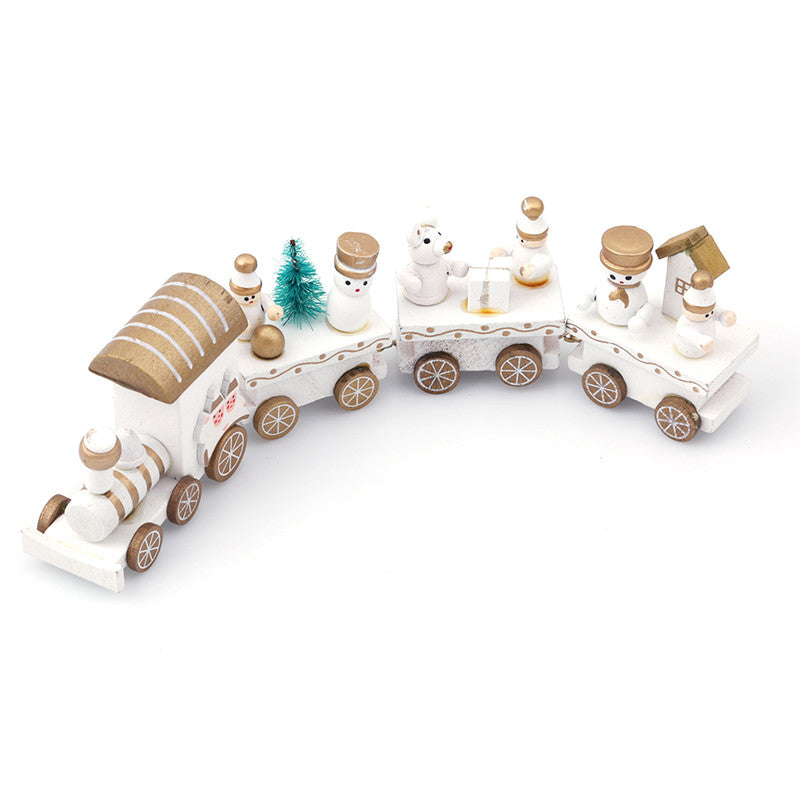 4pcs Mini Wood Train Toys