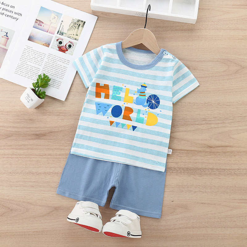 Children's Cotton Short-Sleeved Shorts Thin Suit