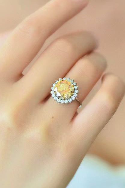 925 Sterling Silver 2 Carat Moissanite Sunflower Ring 