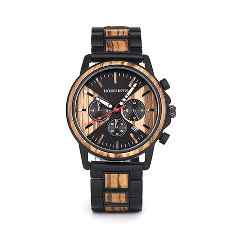 Watch of wrist of wood