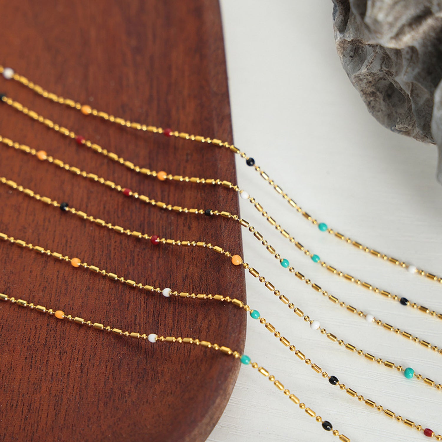 18K Gold-Plated Oil Drip Bead Necklace 