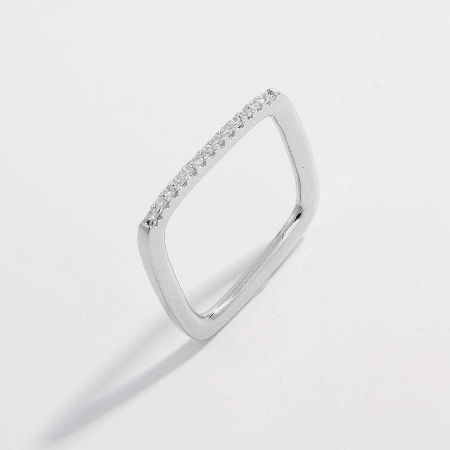 925 Sterling Silver Zircon Square Ring 