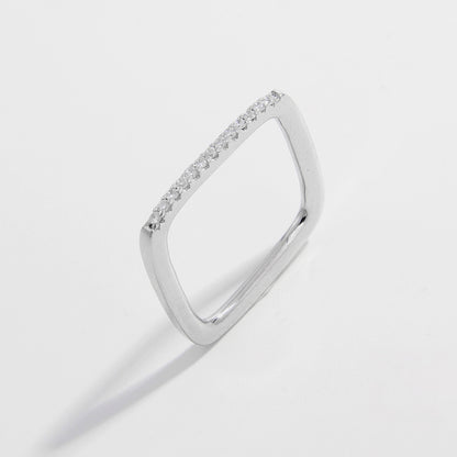 925 Sterling Silver Zircon Square Ring 