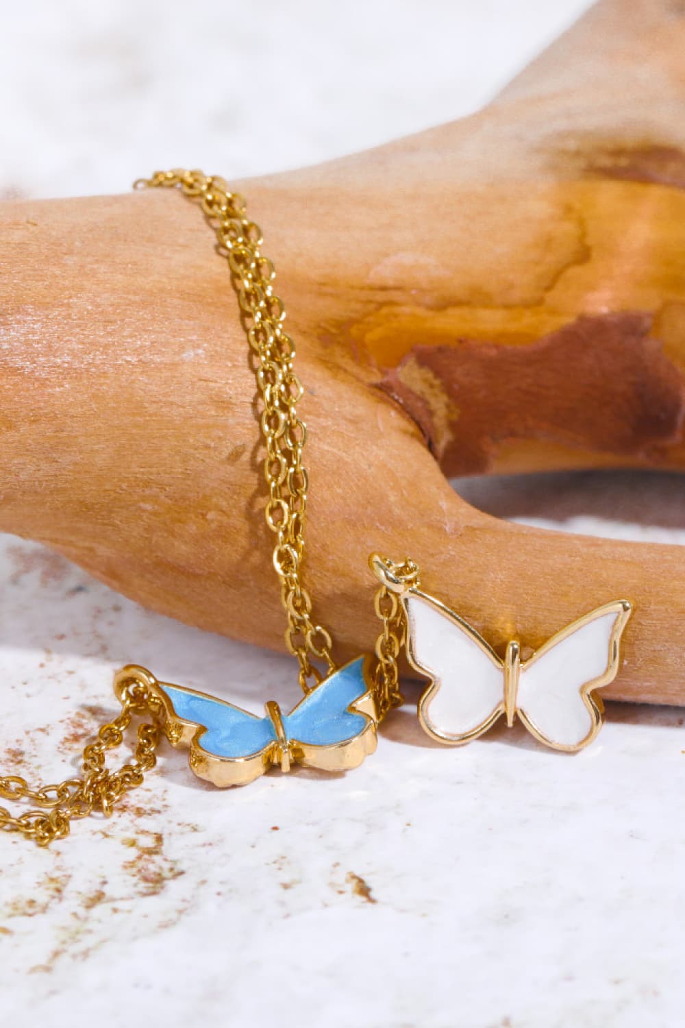 Butterfly Pendant Copper 14K Gold-Plated Necklace 