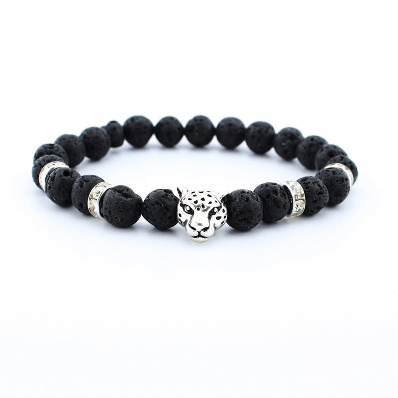 Frosted black volcanic stone hand string Buddha beads