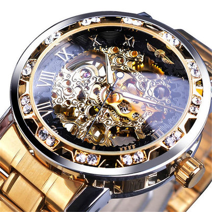 Classic popular hollow rhinestone mechanical watch