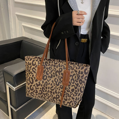 PU Leather Leopard Tote Bag 