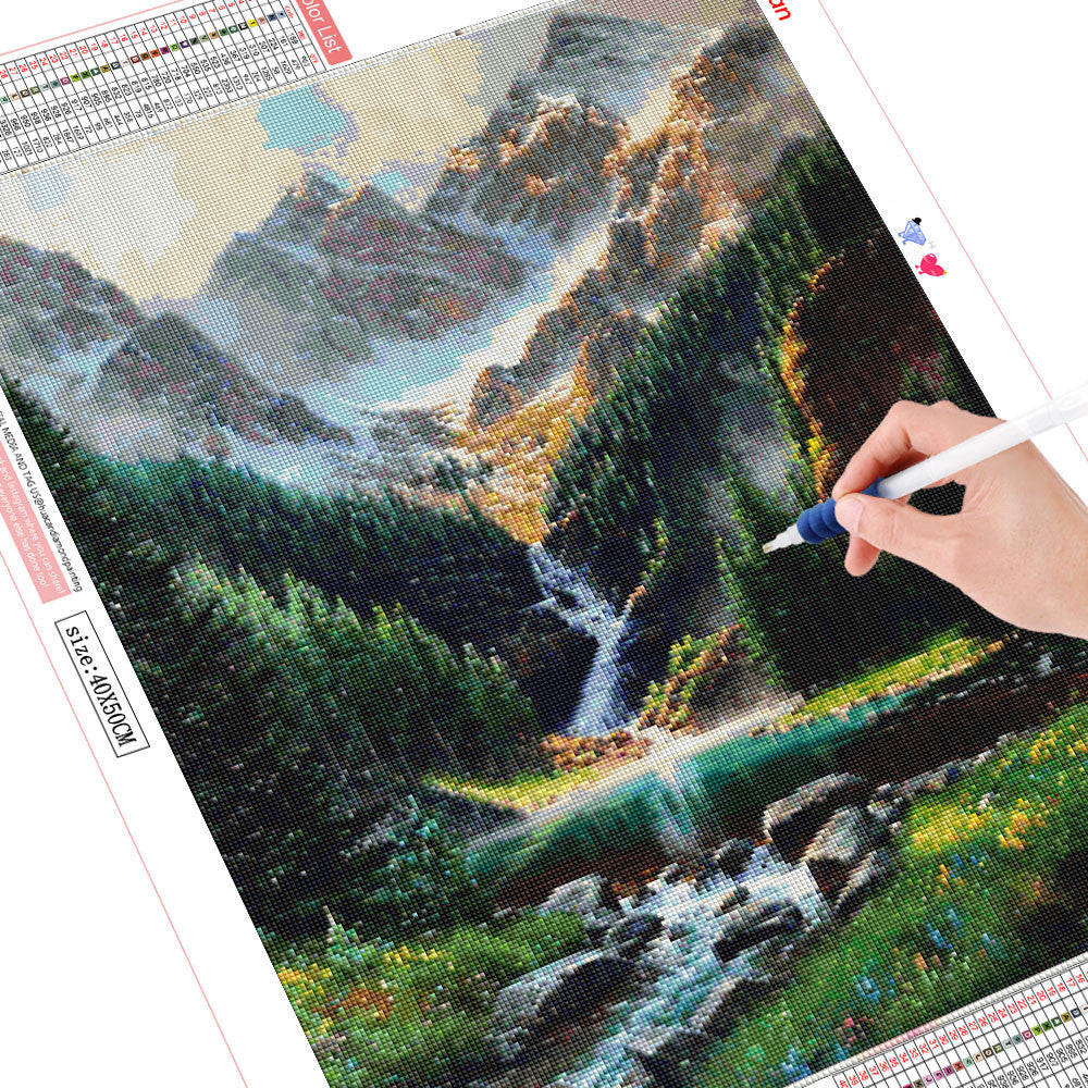 Landscape Series Landscape Waterfall 5D Rubik's Cube Diamond Painting