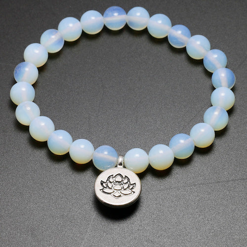 Alloy Buddha Lotus Onyx Bead Bracelet