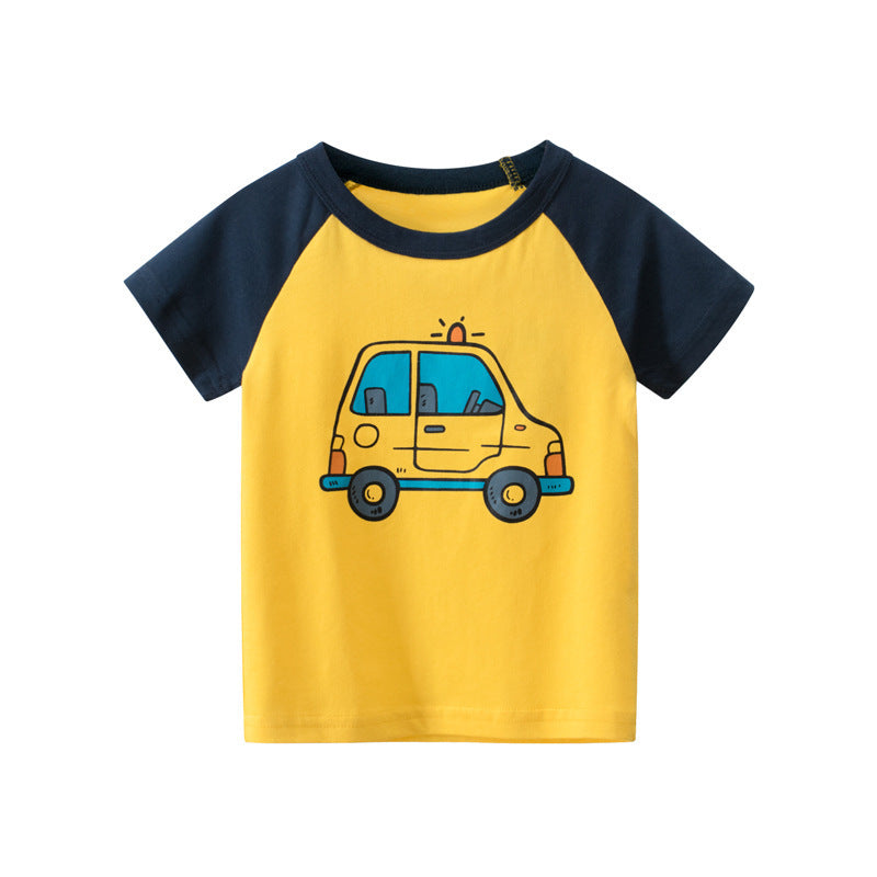 New Children's Clothing Car Cartoon T-shirt Short Sleeves