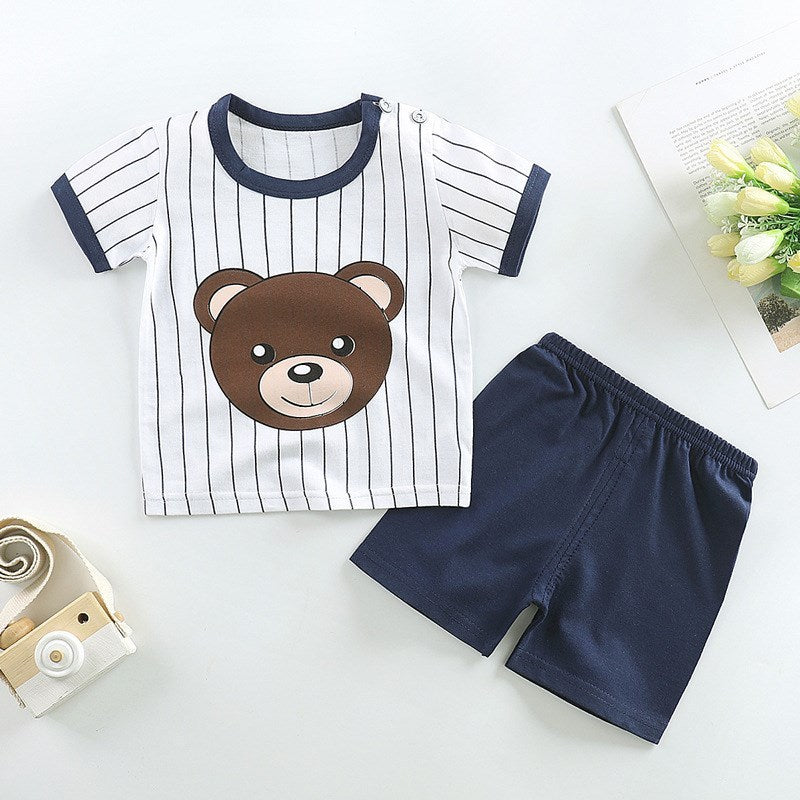 Children's cotton short sleeve suit