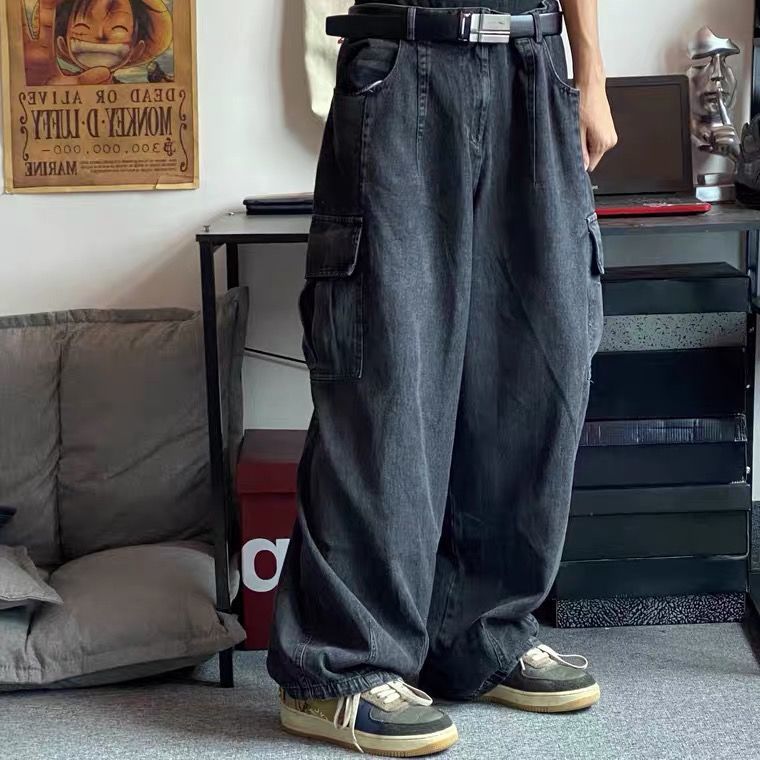 Men's High Street Vintage Washed Loose Wide Leg Jeans