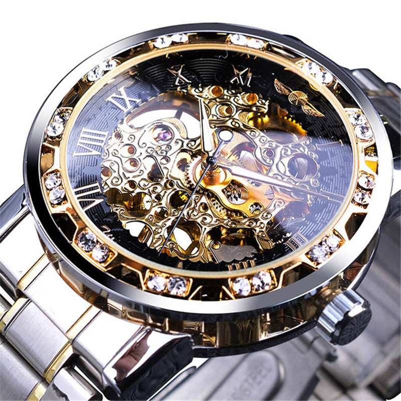 Classic popular hollow rhinestone mechanical watch