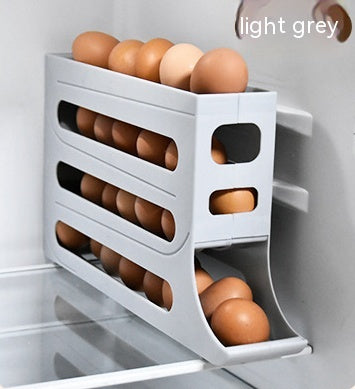 Refrigerator 4-Layer Automatic Egg Roller Sliding Egg Tray Refrigerator Side Door Large Capacity Holder Egg Storage Box Kitchen Gadgets 