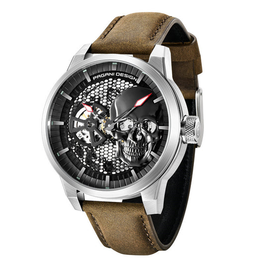 Skull Sapphire Mirror Mechanical Waterproof Hollow Belt Watch