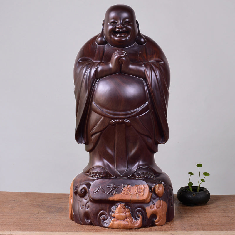 Ebony wood carving Maitreya Buddha statue decoration