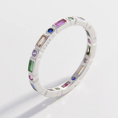 925 Sterling Silver Inlaid Zircon Ring 