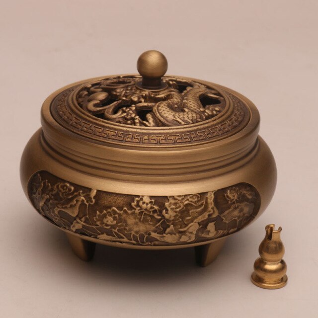 Copper Pujiang Antique Copper Incense Burner Pure Copper Incense Burner Household Zen Xuande Incense Sandalwood Incense Burner Custom Carved