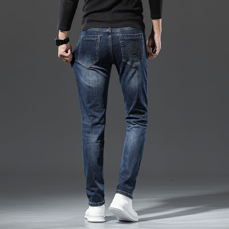 Autumn and Winter New Thick Korean Style Slim Men's Jeans