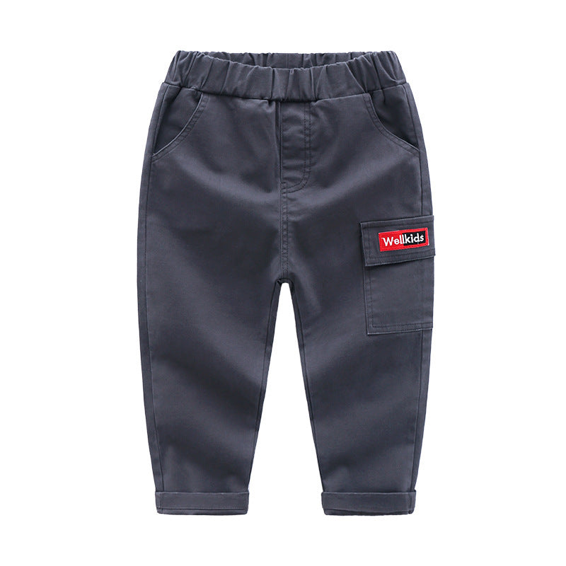 Children's cotton slim feet casual pants