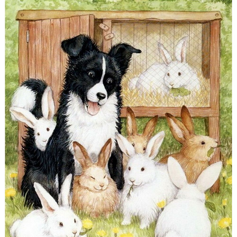 5D Diamond And Rabbit Digital Resin Rhinestone Painting Kit