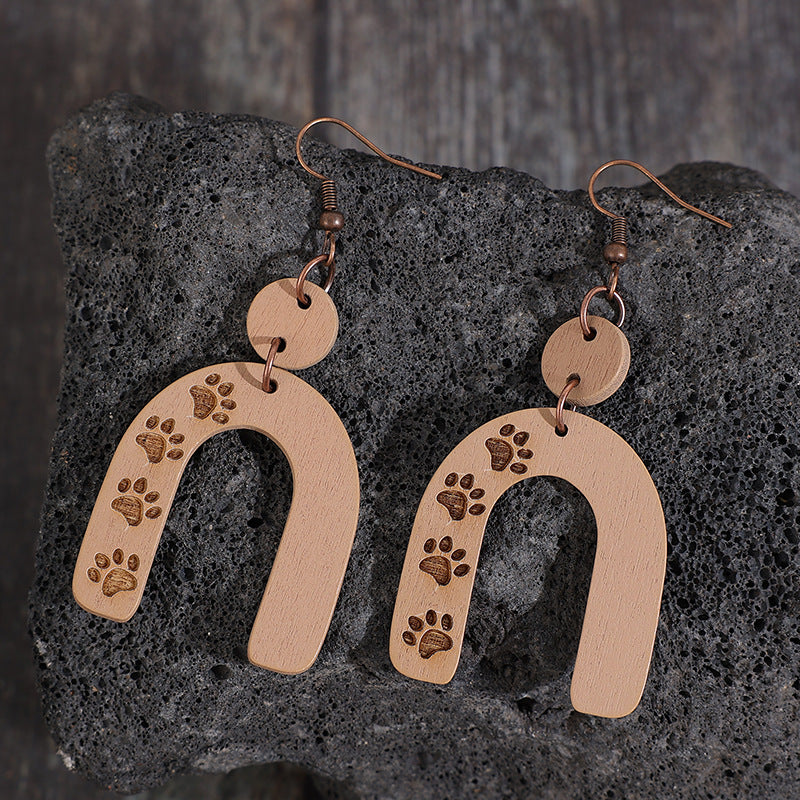 Geometric Shape Wooden Earrings 