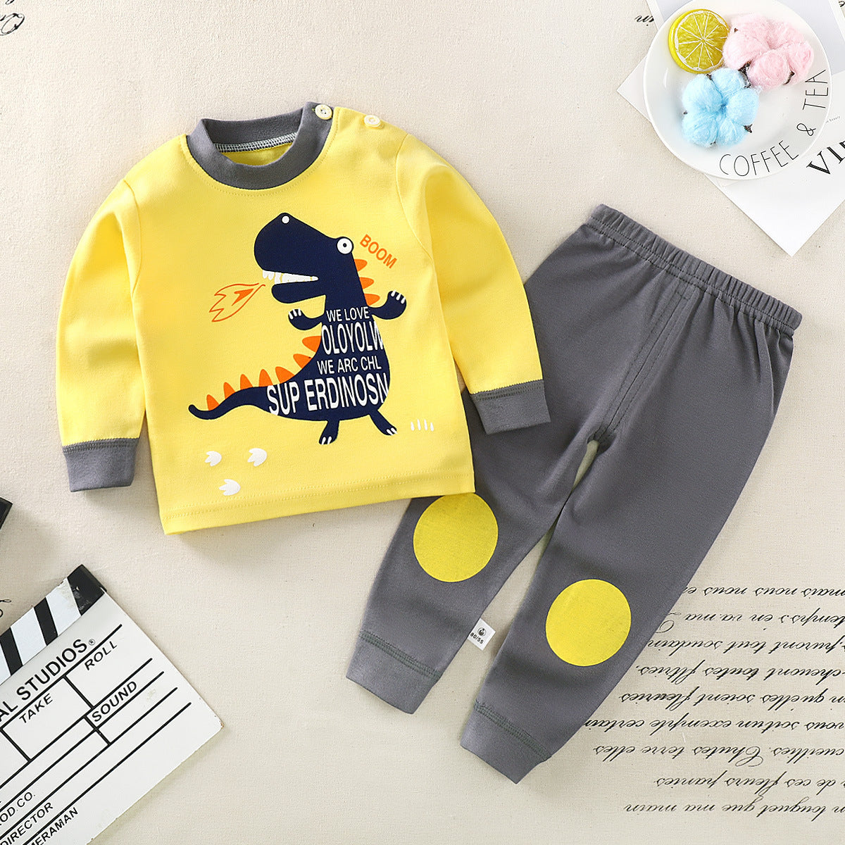 Pure Cotton Boys And Girls Autumn Clothes Long Trousers Suit