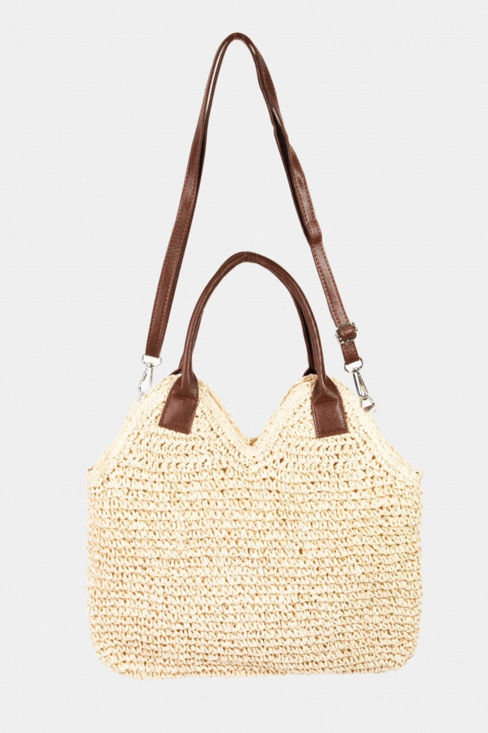 Fame Straw Braided Faux Leather Strap Shoulder Bag 