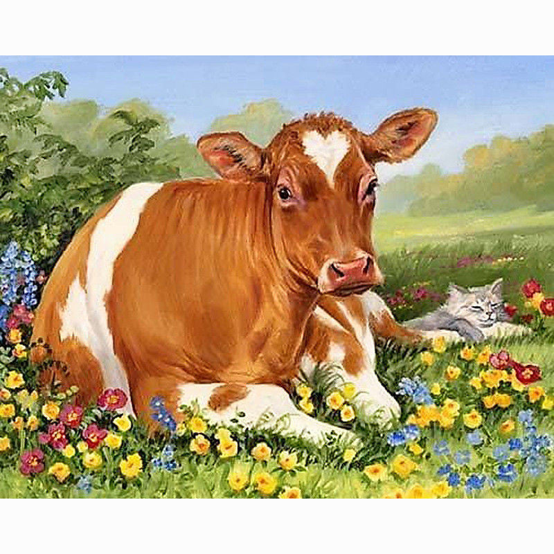 Diamond Painted Cow Embroidery