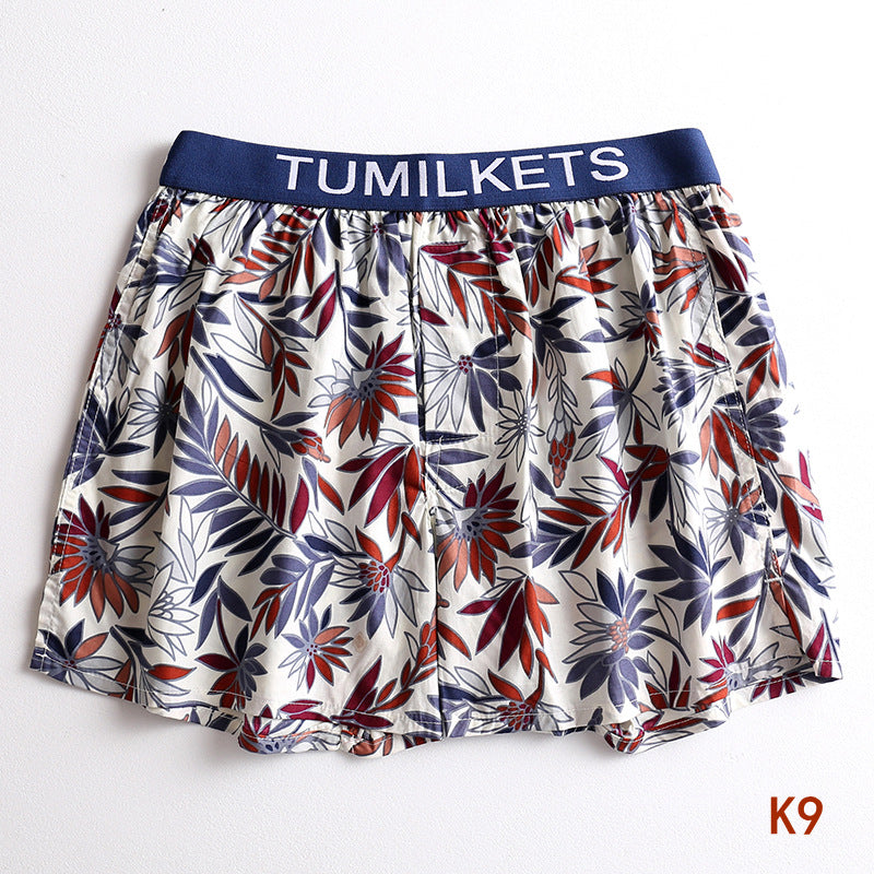 Men's Printed Boxer Shorts Loose Shorts Home Boxer Briefs Cotton