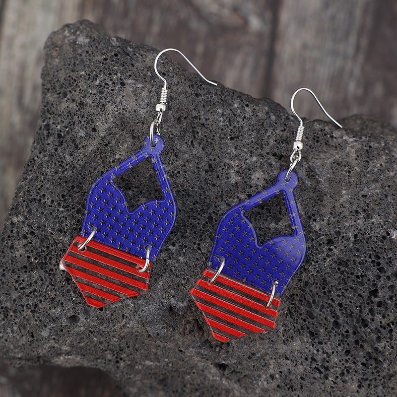 US Flag Pattern Acrylic Earrings 