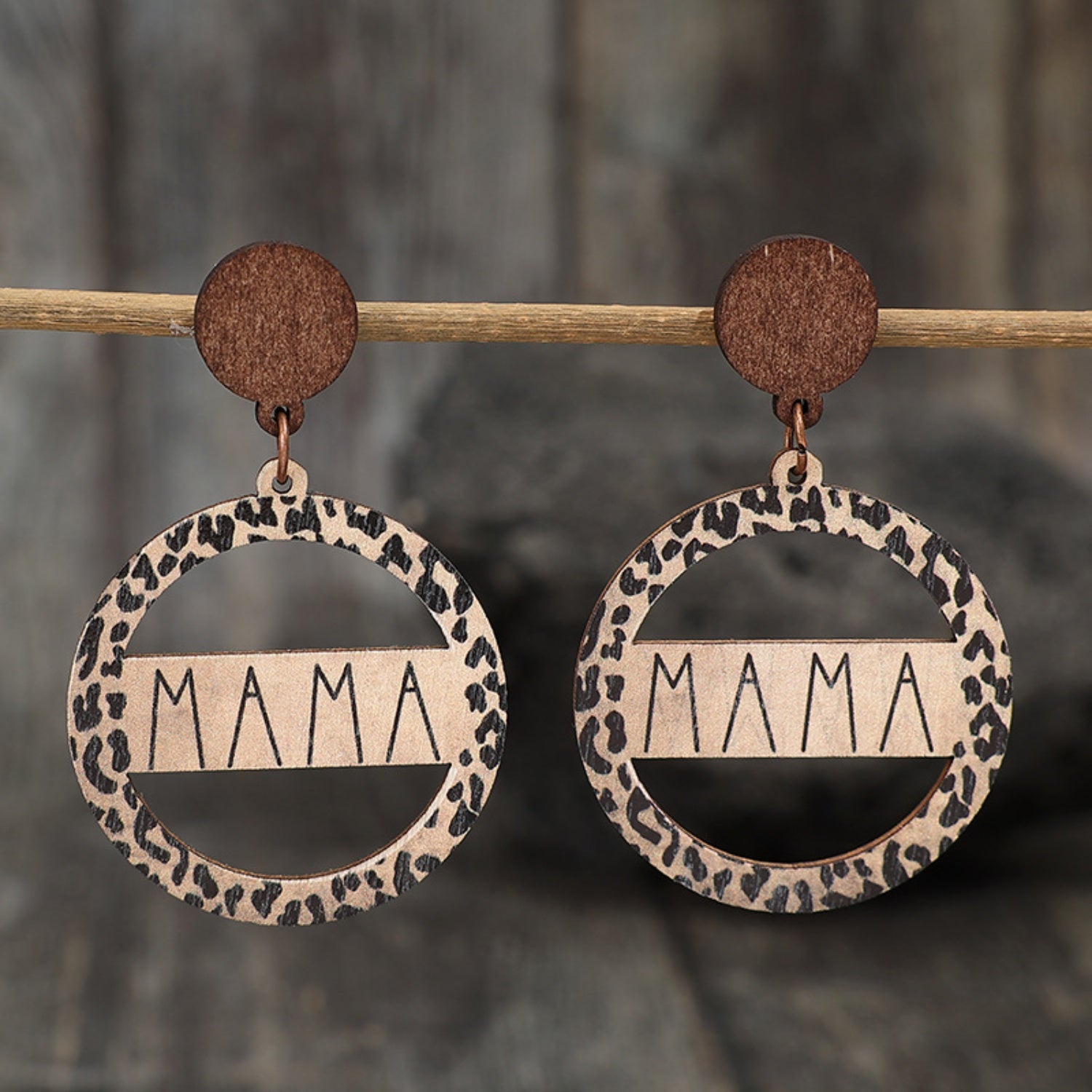 Alloy Wooden Dangle Earrings - Babbazon earrings