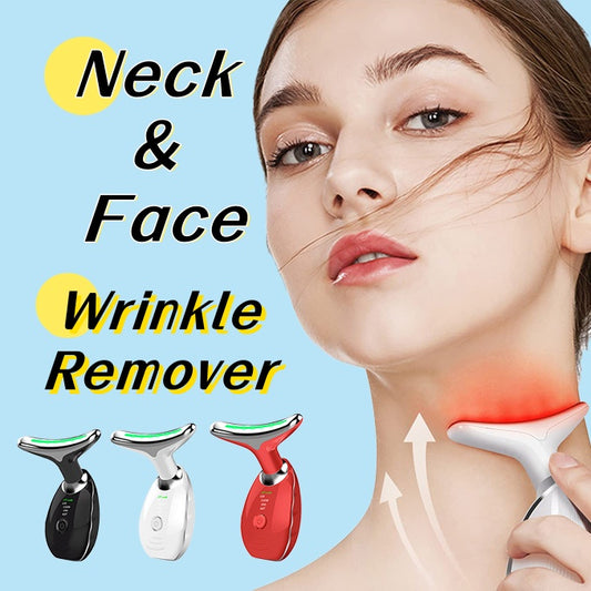 Neck Face Beauty Device Colorful LED Photon Therapy Skin Tighten Reduce Double Chin Anti Wrinkle Remove Lifting Massager 