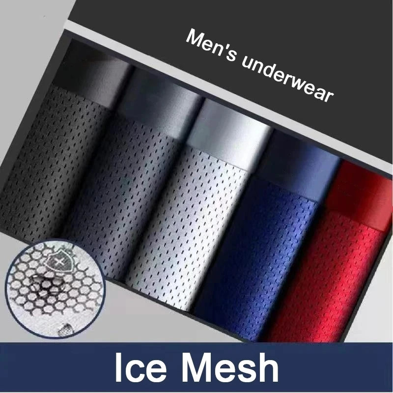 Men's Breathable Mesh Ice Thin Summer Boxer Shorts 