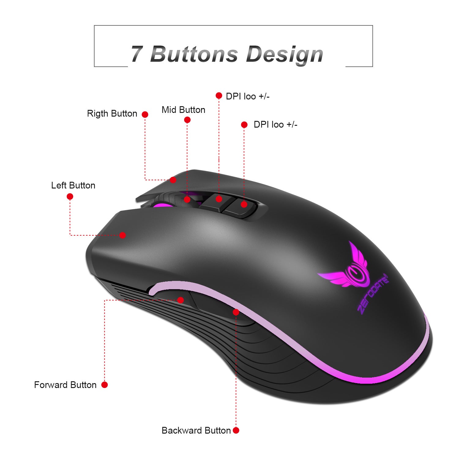 Rechargeable Interface, Seven-button Gaming Mouse, Fast Charging Mouse