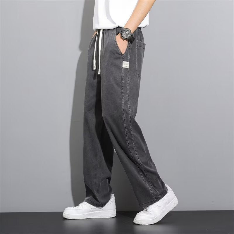 Men's Straight Tube Loose Ice Silk Wide Leg Pants