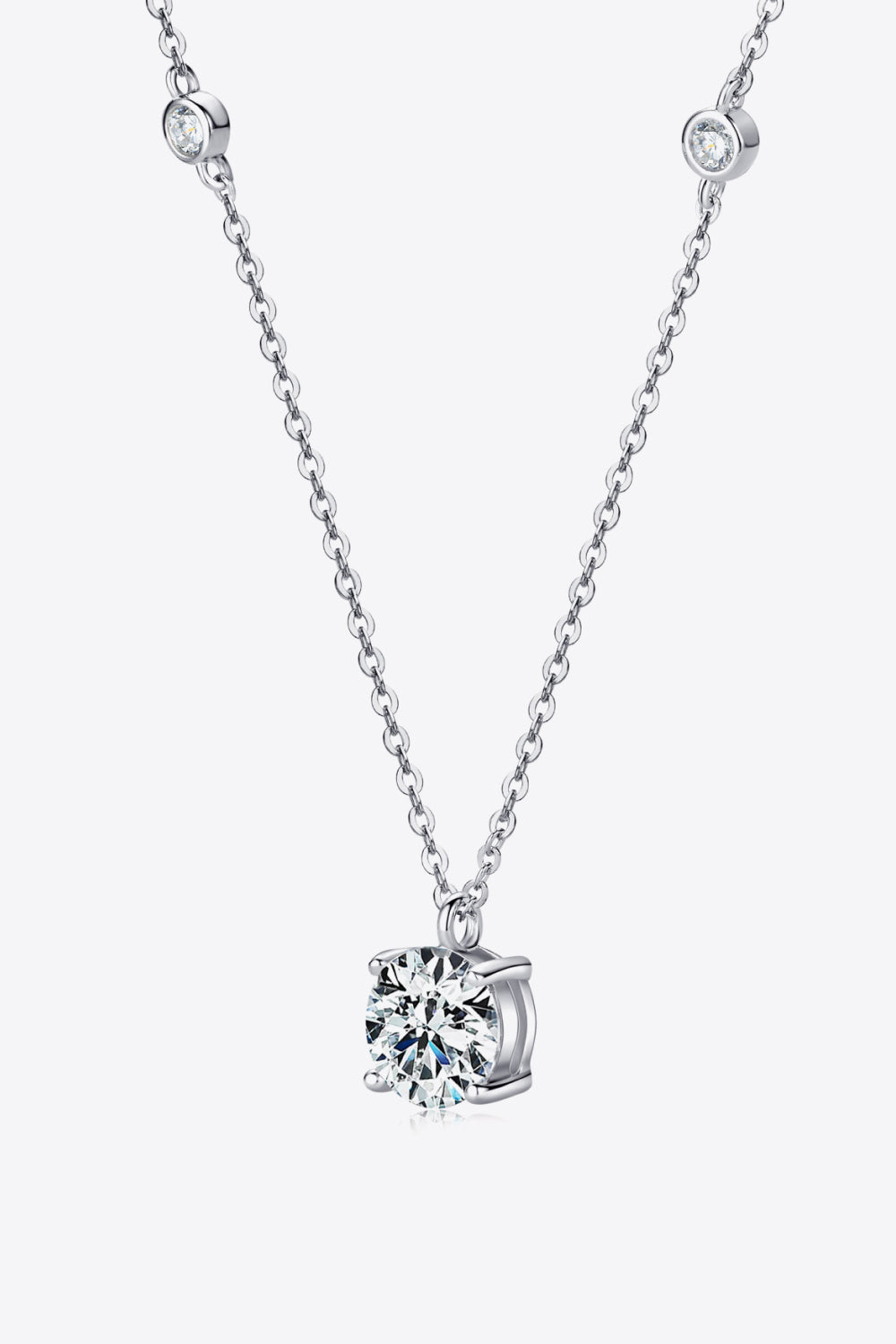 2 Carat Moissanite 4-Prong 925 Sterling Silver Necklace 