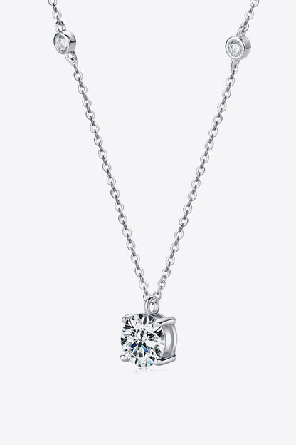 2 Carat Moissanite 4-Prong 925 Sterling Silver Necklace 