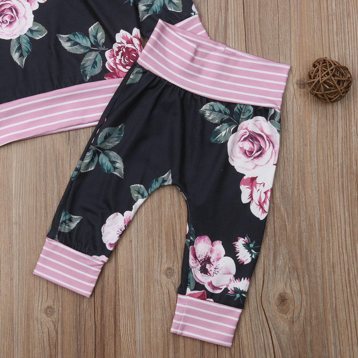 Girls Spring And Autumn Floral Blouse Floral Trousers