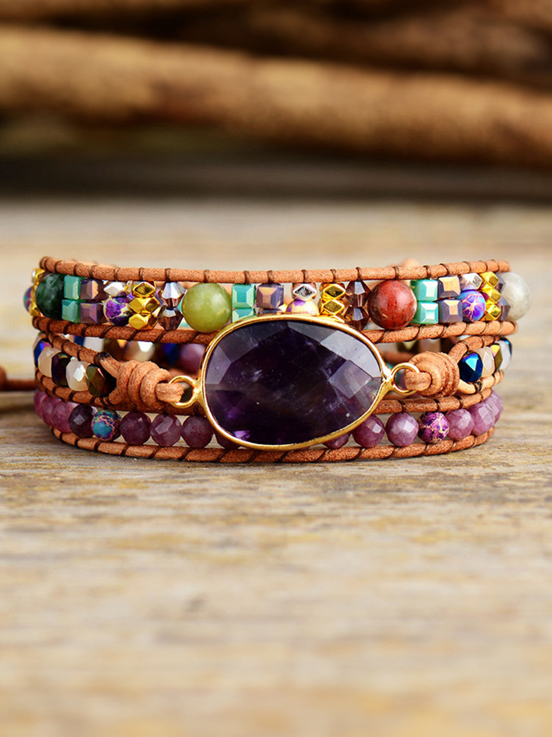 Triple-Layer Amethyst Bracelet 