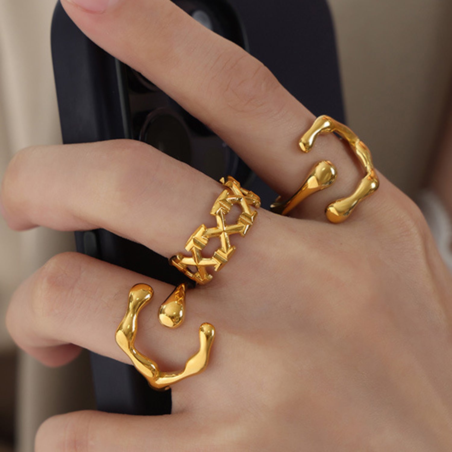 18K Gold-Plated Irregular Open Ring 