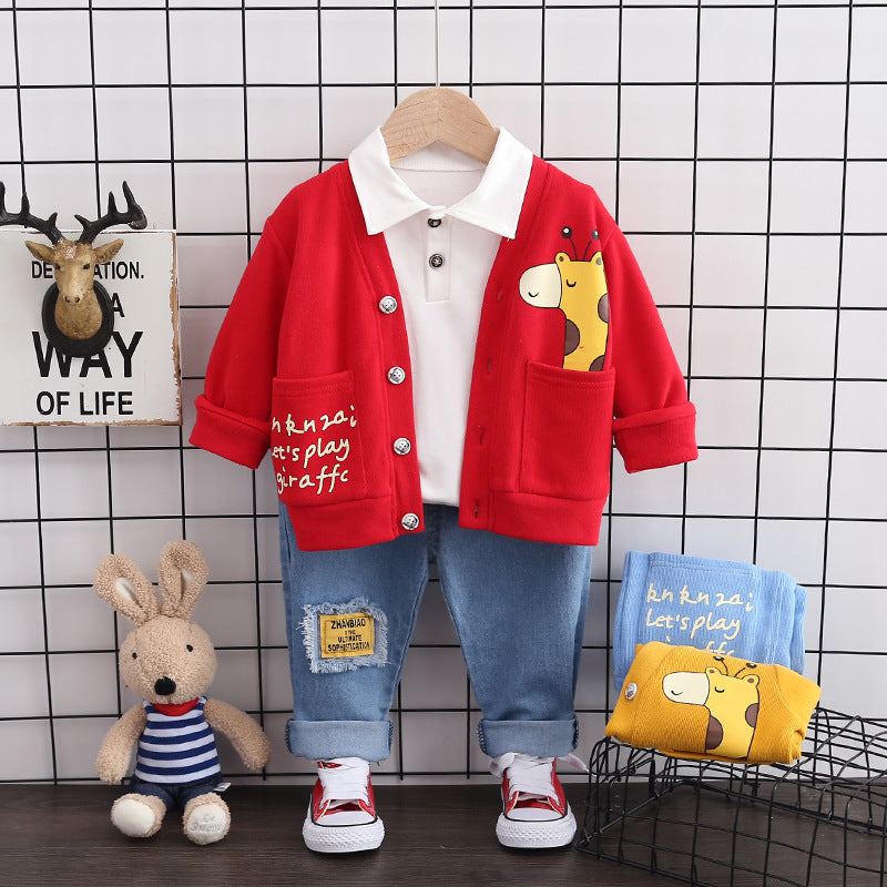 Cartoon Coat Three-piece Set 1-3 Years Old 4 Children's Clothes