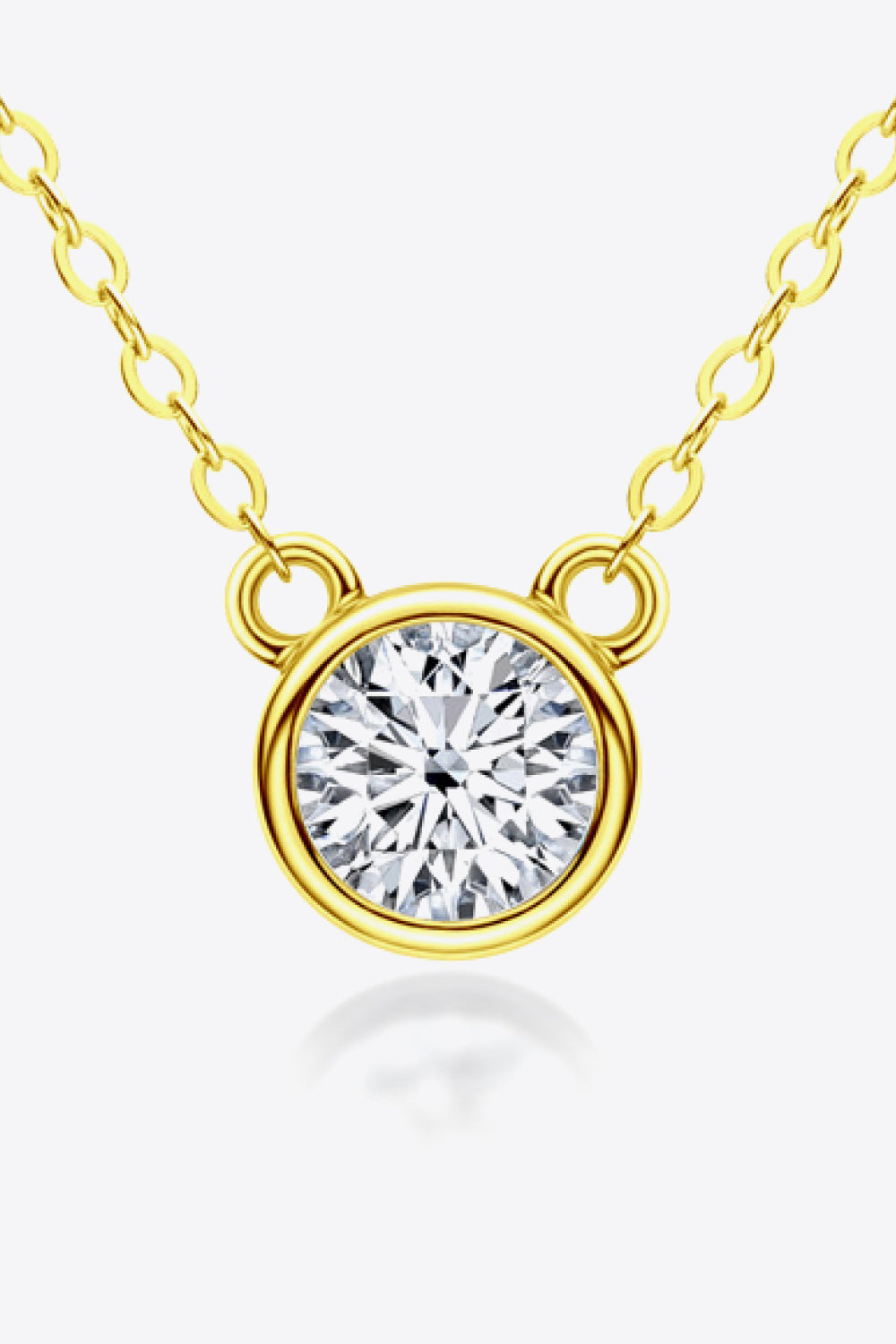 925 Sterling Silver 1 Carat Moissanite Round Pendant Necklace 