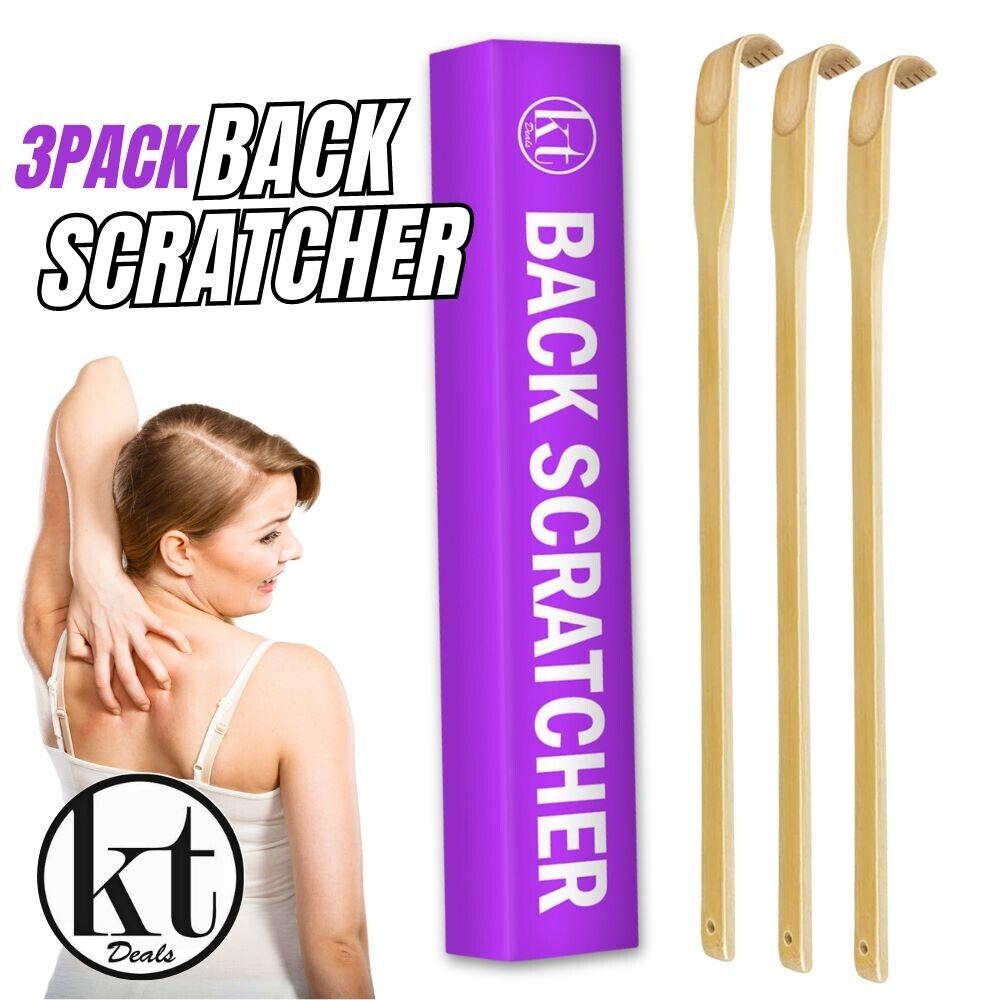 3 PCS Natural Bamboo Back Scratcher Long Reach Pick Itch Relief Tool Portable US